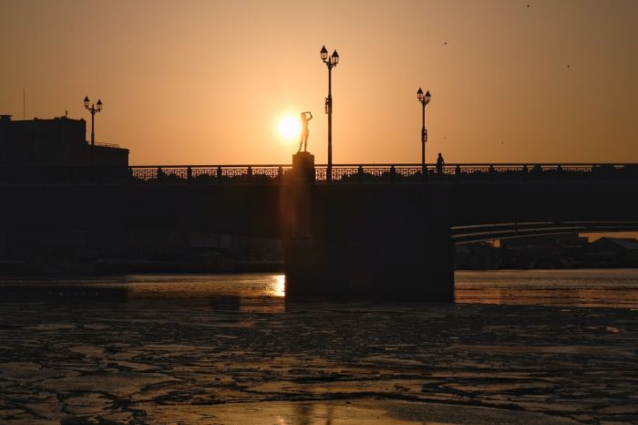 幣舞橋からの夕日